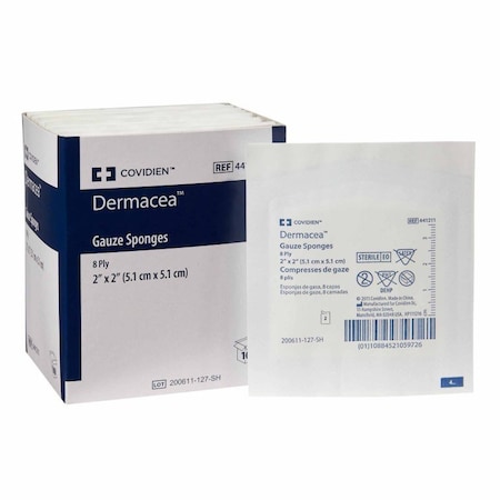 Dermacea Gauze Sponge 2 X 2 Inch, Sterile 8-Ply Square, 3000PK 441211